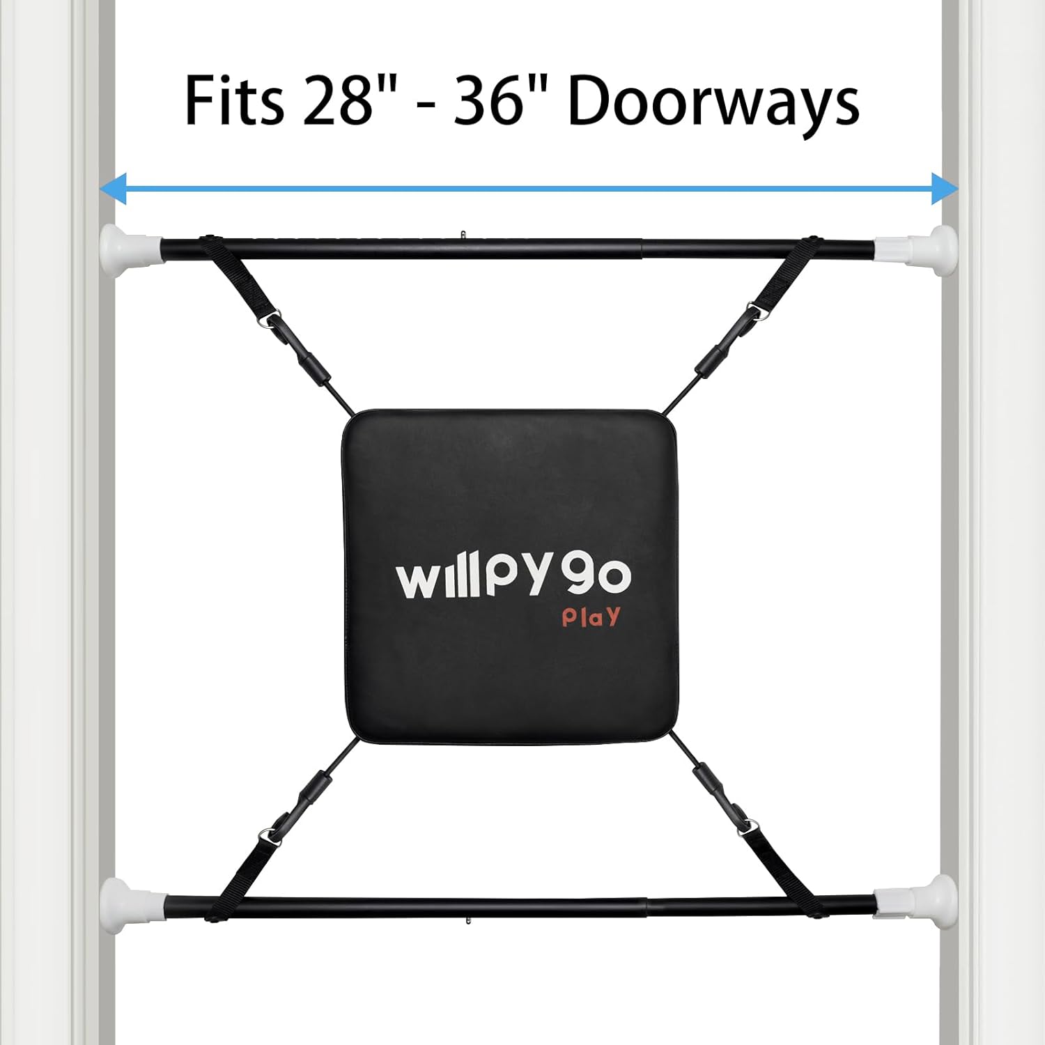 Doorway Punching Bag Mini Portable Boxing Bag Apartment Friendly Workouts Aerobic Exercise Stress Relief Boxing accessories Speed Bag Stand Sports Fitness Workout Equipment 28"-36" Size Black