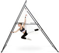 VEVOR Yoga Stand Frame, Max 440.9 lbs Load Swing Stand, Triangular Structure Aerial Rig, Aerial Silk Stands with EVA Foam & 6.6-Yard Yoga Hammock, 4-Level Horizontal & 6-Level Vertical Adjustment