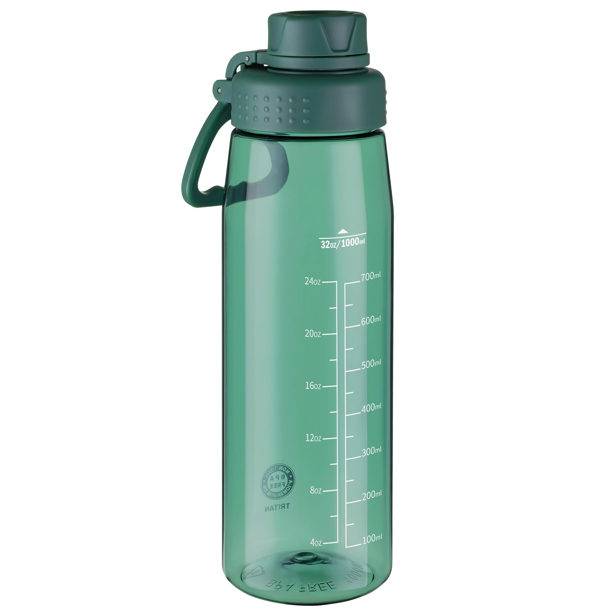 Water Bottle 32oz, clear water bottle with Spout Lid and Carry Handle, Reusable, Tritan, BPA Free, Hiking Water Bottle Suitable for Travel, Outdoors, Gym, Travel, Home, School (Clear)