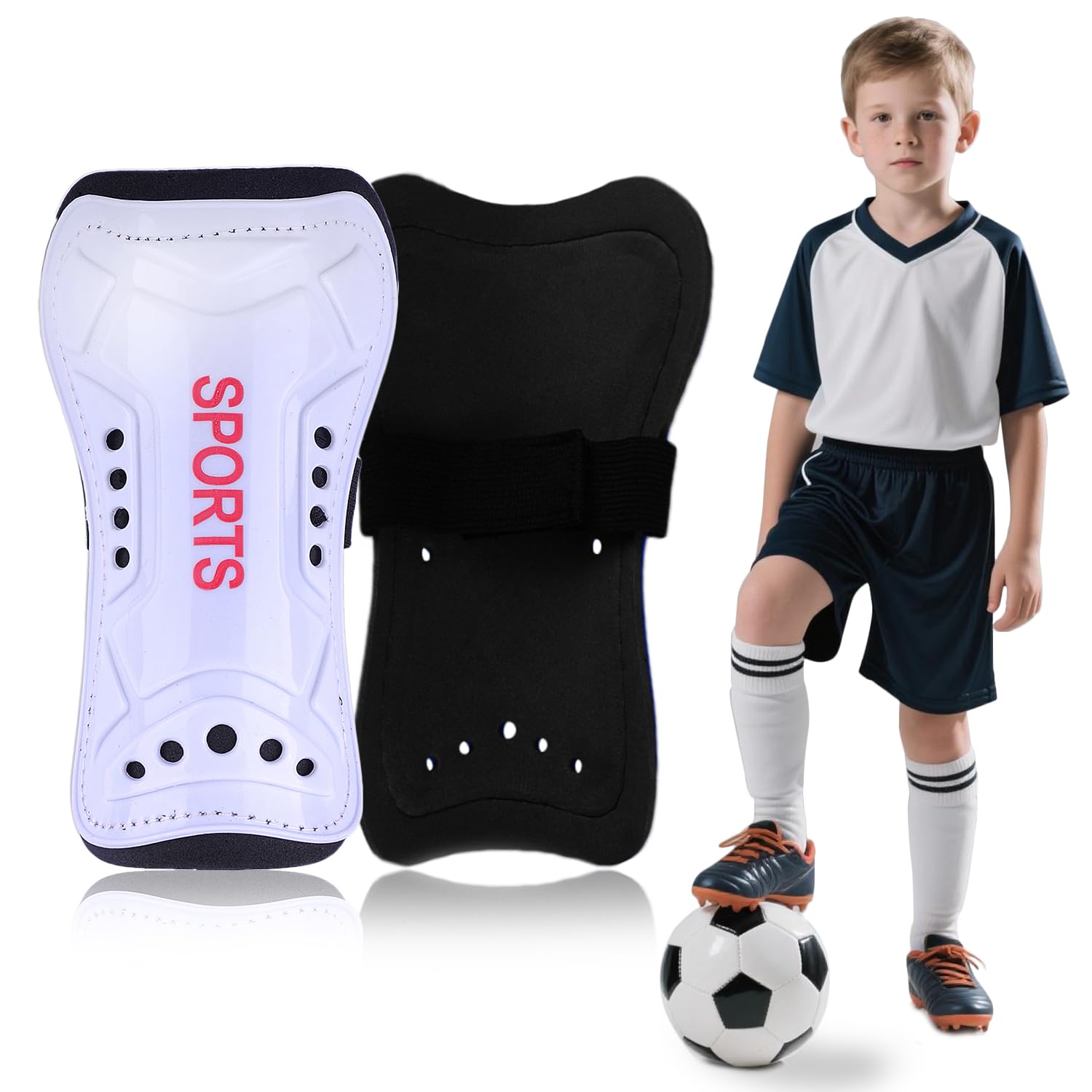 Youth Soccer Shin Guards for Kids Shin Pads Child Calf Protective Gear Protective Soccer Equipment for Boys Girls Children 3-15 Years Old