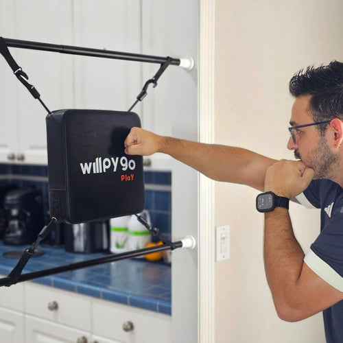 Doorway Punching Bag Mini Portable Boxing Bag Apartment Friendly Workouts Aerobic Exercise Stress Relief Boxing accessories Speed Bag Stand Sports Fitness Workout Equipment 28"-36" Size Black