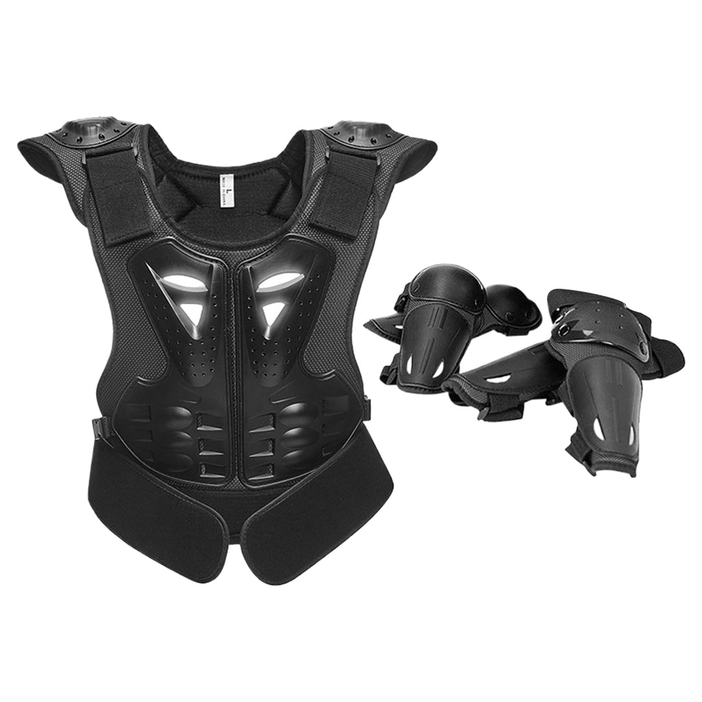 Motocross Gear - Thoracic Protector with Knee and Elbow Protectors | Motorcycle Riding Gear for Boys and Girls 8-15 Years Old Motorcycle Bike Ski Skating