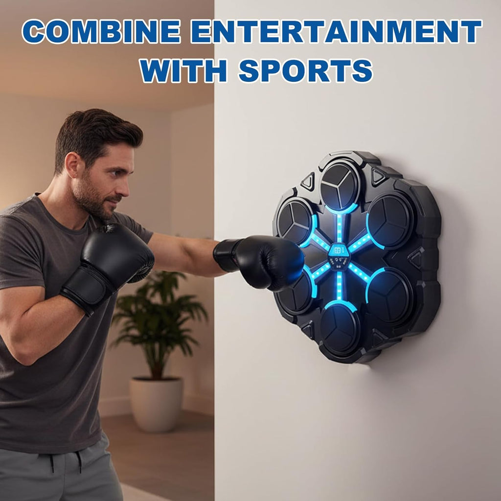 Saker 2026 Music Boxing Machine with LED Punch Counter & Bluetooth Speaker - Wall Mounted Interactive Fitness Game with Cool Lights - Fun Sports Toy for Family, Adults