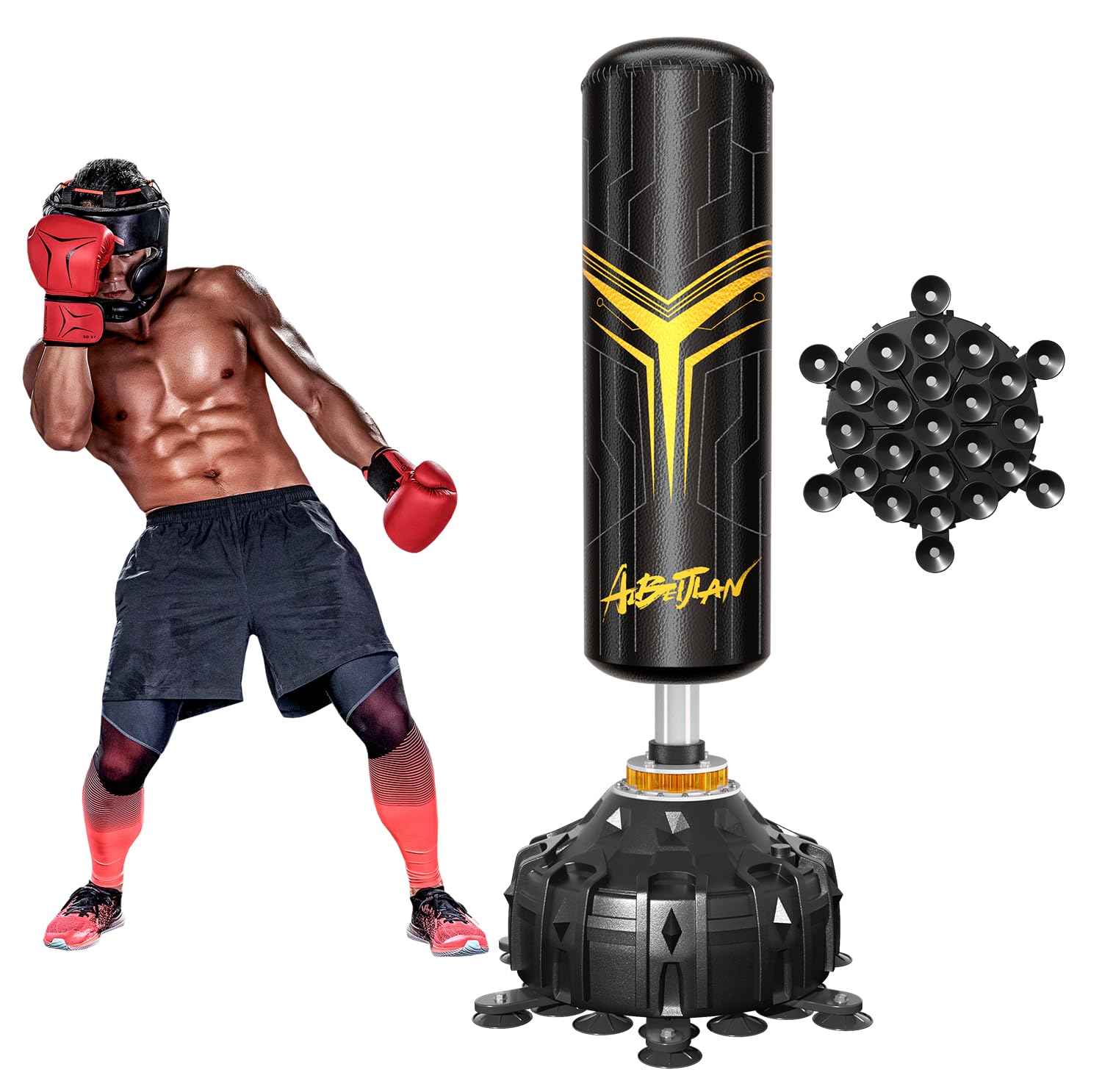 Freestanding Punching Bag,with Boxing Gloves Heavy Boxing Bag with Suction Cup Base for Adult - Boxing Training Equipment Kickboxing Bags for Training MMA Muay Thai Fitness Home Gym