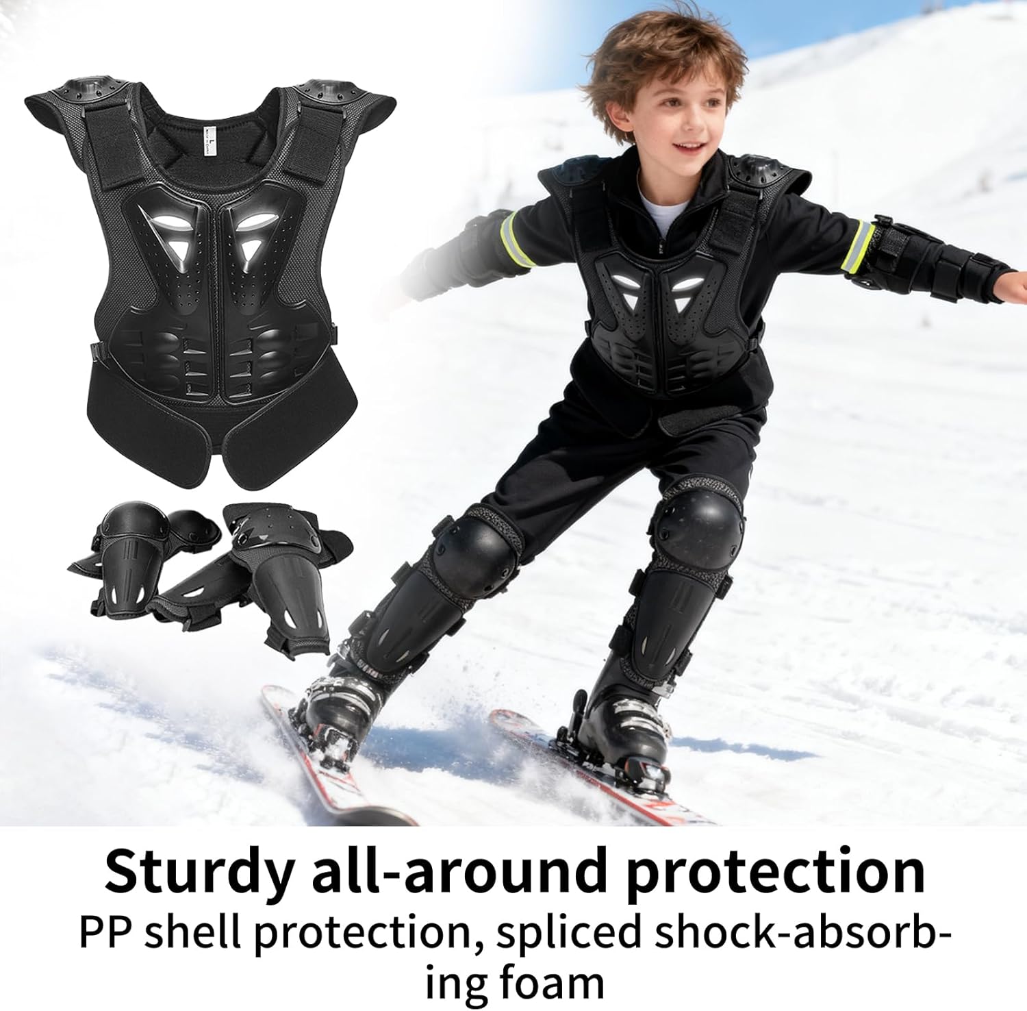 Motocross Gear - Thoracic Protector with Knee and Elbow Protectors | Motorcycle Riding Gear for Boys and Girls 8-15 Years Old Motorcycle Bike Ski Skating