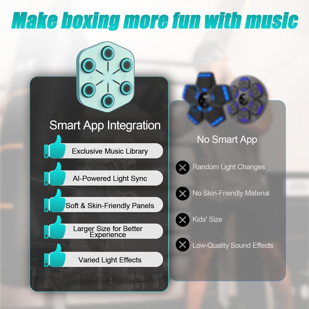 Smart Music Boxing Machine with app,Boxing Machine with Rhythm-Syncing Music and Lights，Wall-Mounted Interactive Punching Machine for Home and Gym Fitness.