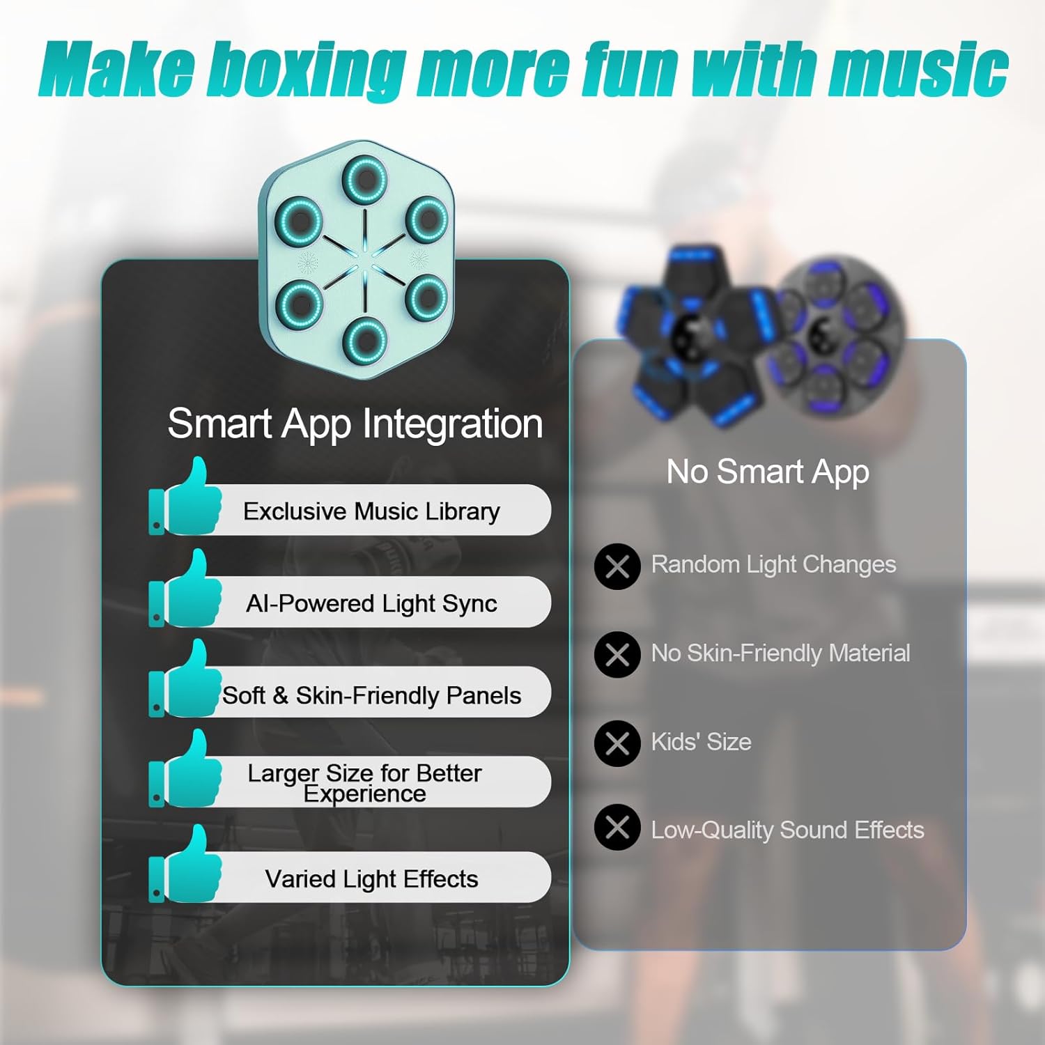 Smart Music Boxing Machine with app,Boxing Machine with Rhythm-Syncing Music and Lights，Wall-Mounted Interactive Punching Machine for Home and Gym Fitness.