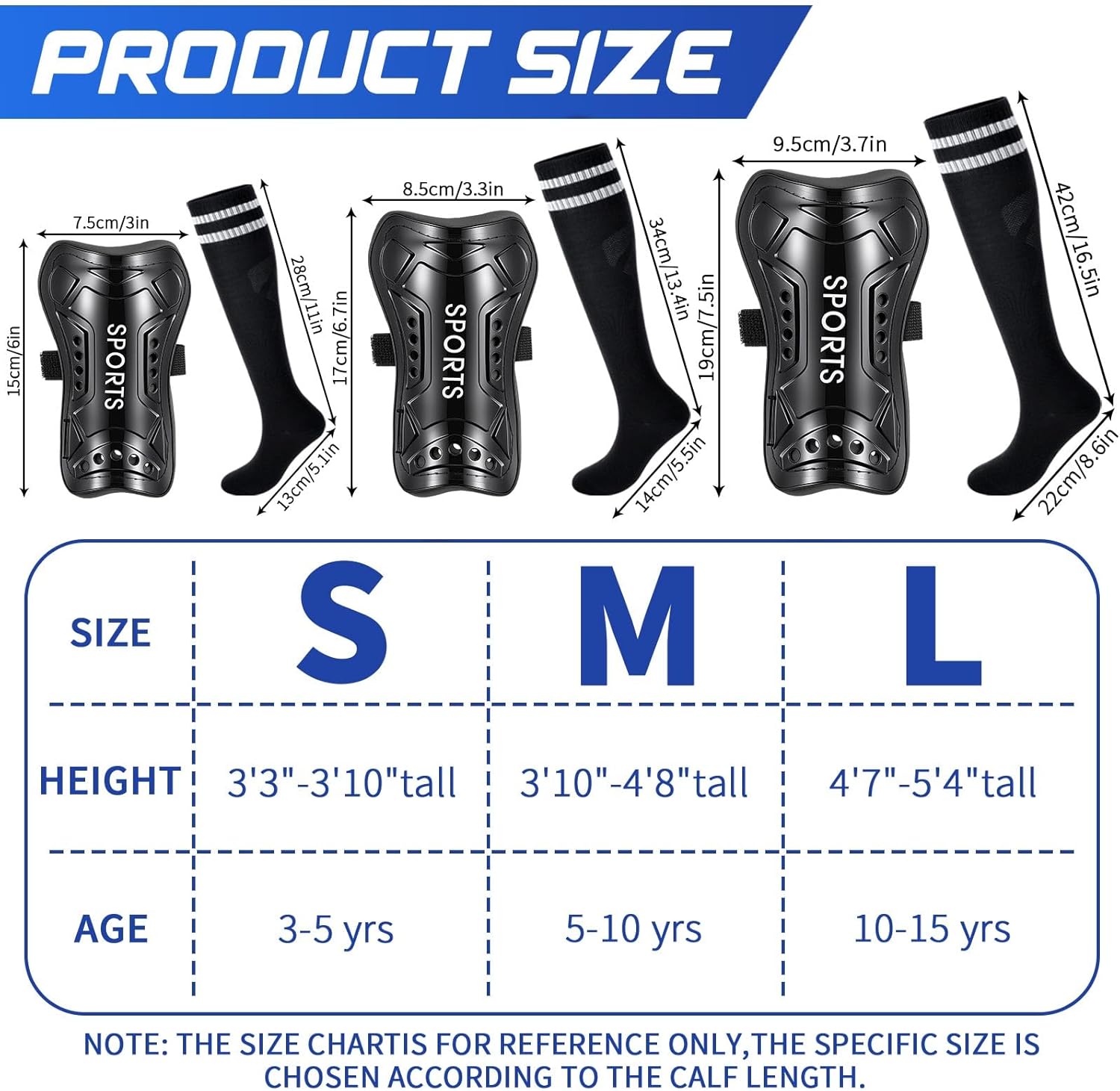 Syhood Soccer Shin Guards and Socks for Toddler Kids Youth, Lightweight Soccer Shin Pads Protective Defender Gear for 3-5, 5-10, 10-15 Years Old Children Teen Boys Girls Sports Game
