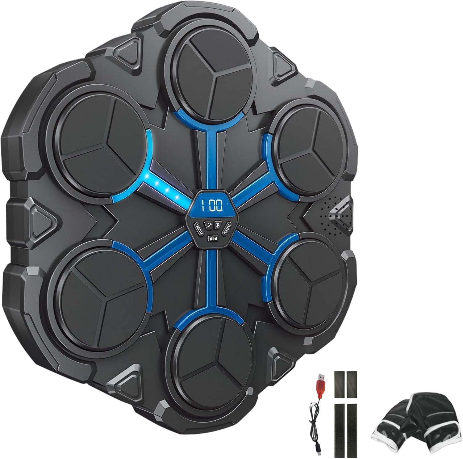 Saker 2026 Music Boxing Machine with LED Punch Counter & Bluetooth Speaker - Wall Mounted Interactive Fitness Game with Cool Lights - Fun Sports Toy for Family, Adults