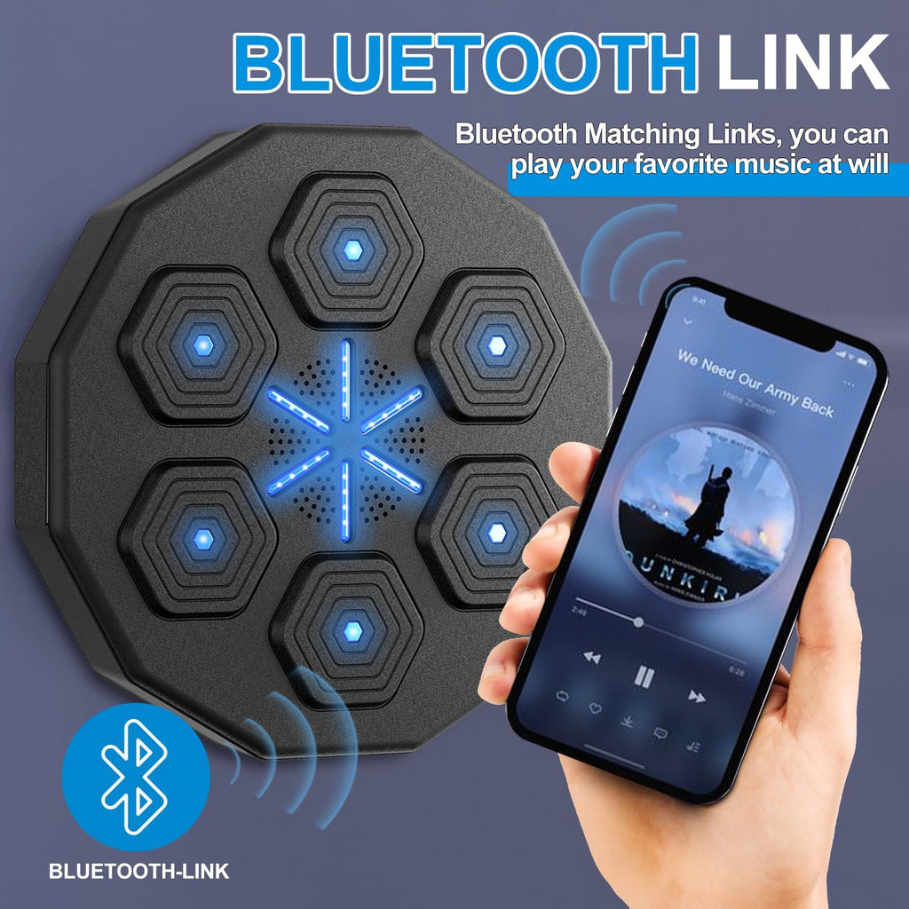 Music Boxing Machine, Ideal Gifts for Adults, Teens, Kids, Wall Mounted Electronic Bluetooth Punching Target with Boxing Gloves, Fun Boxing Games for Home