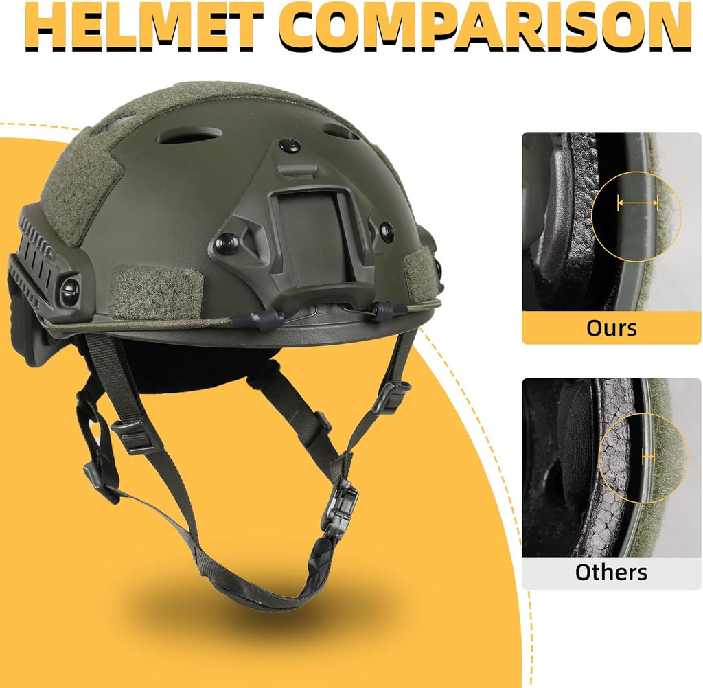 Tactical Helmet with Headset,Adjustable Helmet with Helmet Cover and Fcae Mask for Cosplay Military Tactical Airsoft Gear