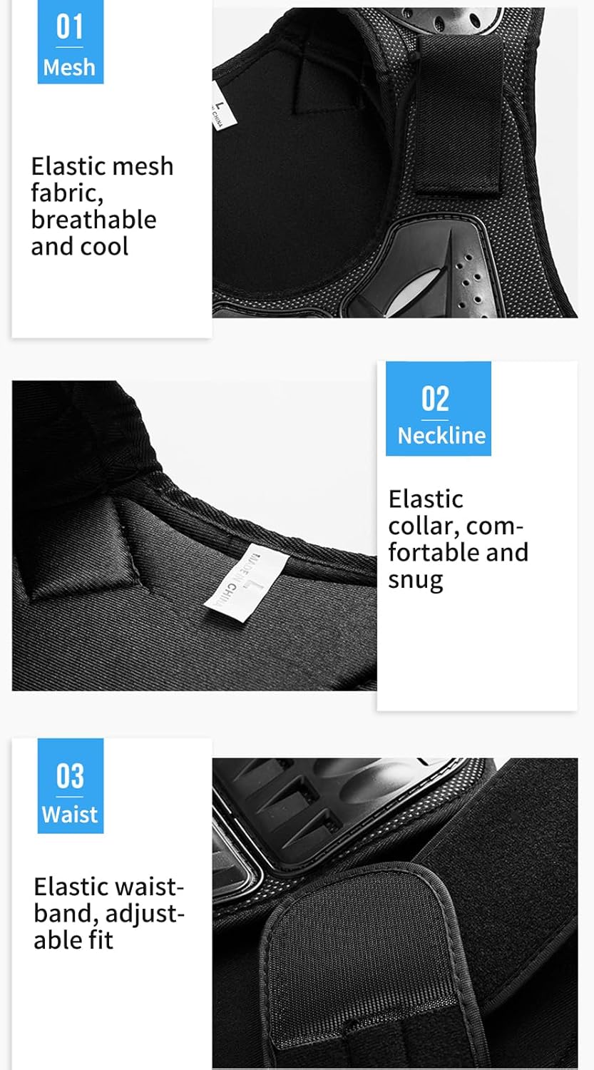 Motocross Gear - Thoracic Protector with Knee and Elbow Protectors | Motorcycle Riding Gear for Boys and Girls 8-15 Years Old Motorcycle Bike Ski Skating