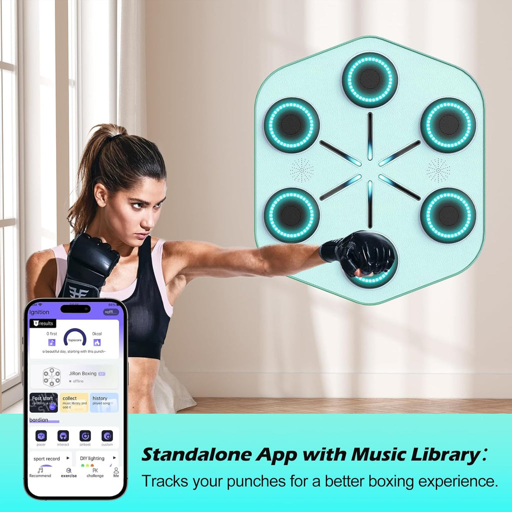 Smart Music Boxing Machine with app,Boxing Machine with Rhythm-Syncing Music and Lights，Wall-Mounted Interactive Punching Machine for Home and Gym Fitness.