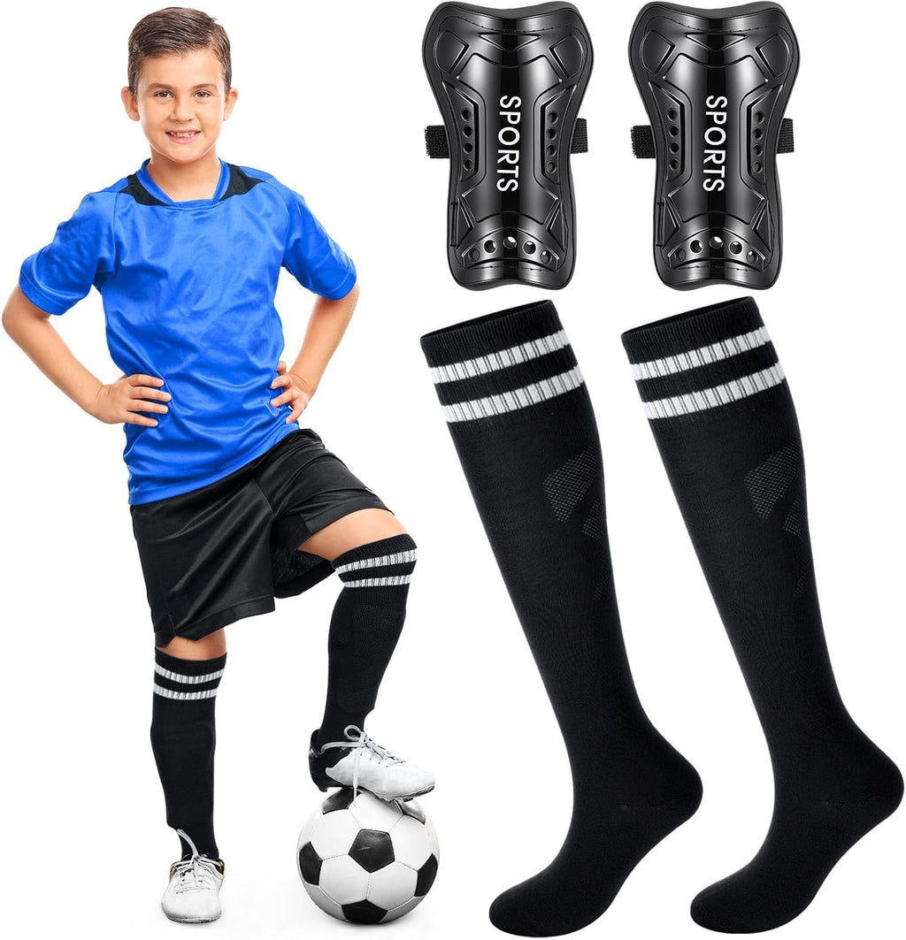 Syhood Soccer Shin Guards and Socks for Toddler Kids Youth, Lightweight Soccer Shin Pads Protective Defender Gear for 3-5, 5-10, 10-15 Years Old Children Teen Boys Girls Sports Game