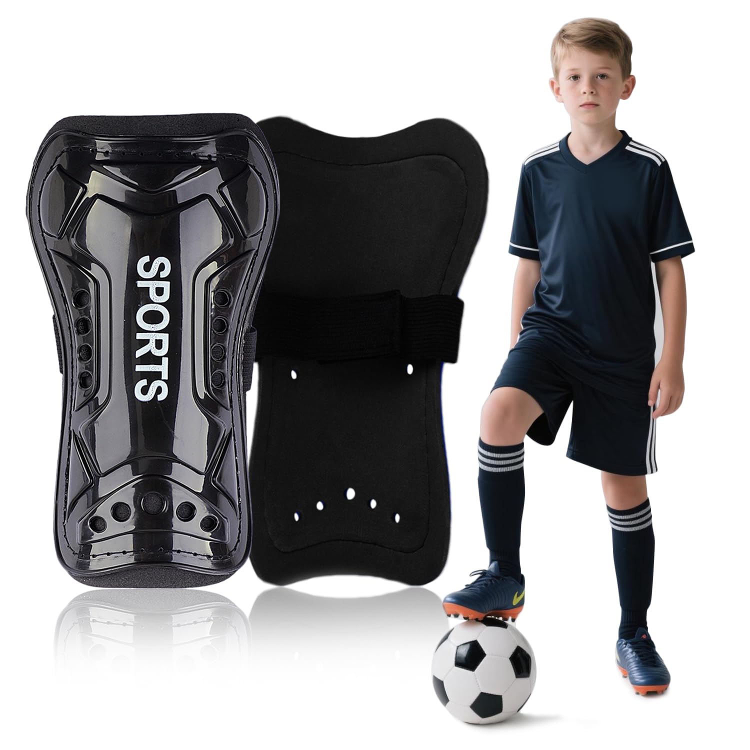 Youth Soccer Shin Guards for Kids Shin Pads Child Calf Protective Gear Protective Soccer Equipment for Boys Girls Children 3-15 Years Old
