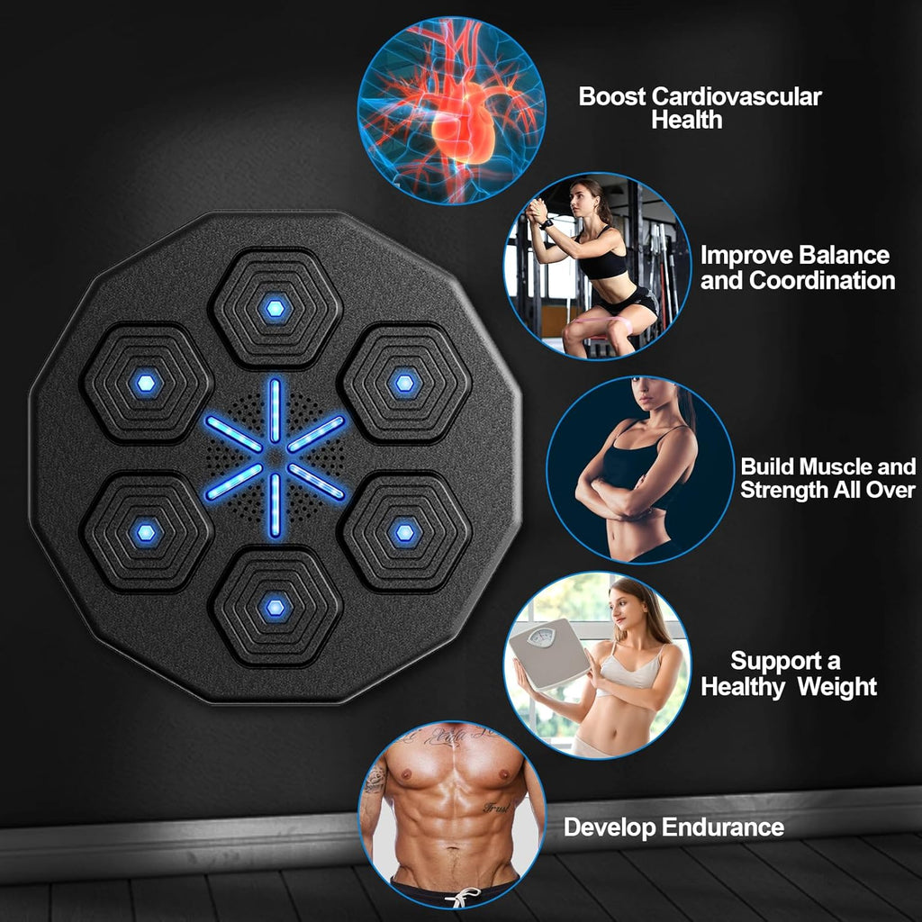 Music Boxing Machine, Ideal Gifts for Adults, Teens, Kids, Wall Mounted Electronic Bluetooth Punching Target with Boxing Gloves, Fun Boxing Games for Home