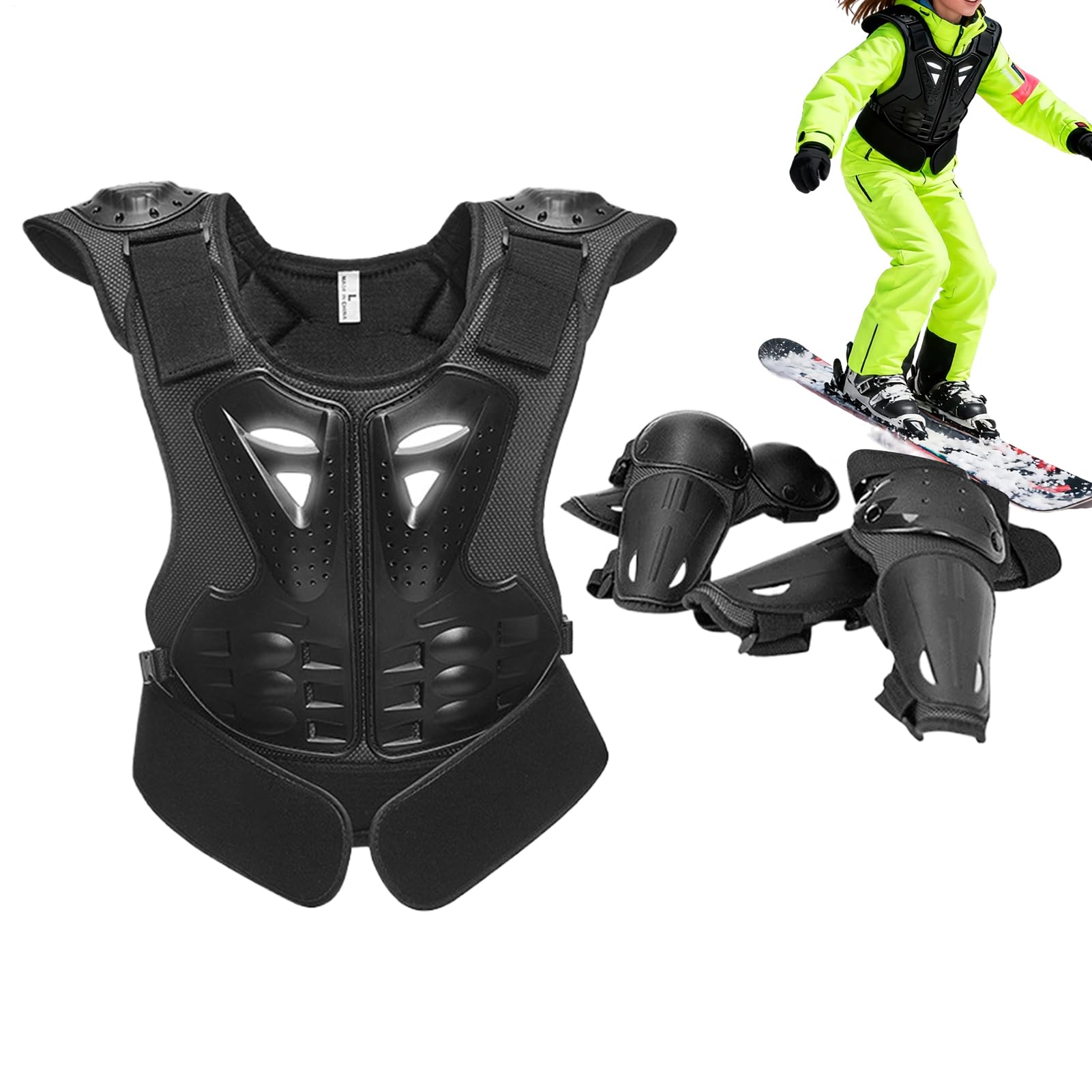 Motocross Gear - Thoracic Protector with Knee and Elbow Protectors | Motorcycle Riding Gear for Boys and Girls 8-15 Years Old Motorcycle Bike Ski Skating
