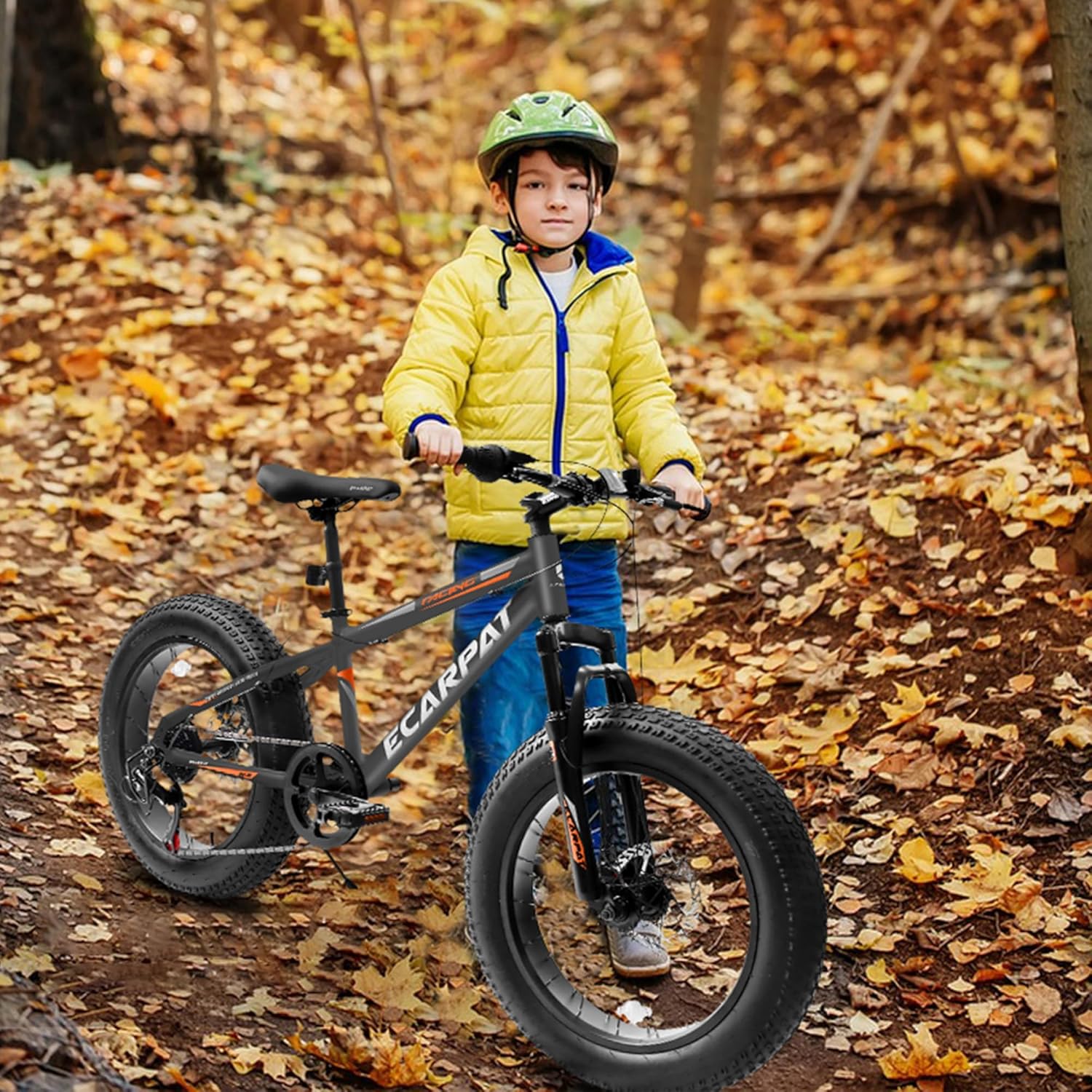 20x4 Inch Fat Tire Mountain Bike,Dual Disc Brakes Suspension Fork, 7-Speed Boys Girls Mountain Bikes, All Terrain Kids Mountain Bikes for Boys and Girls 8-15 Years Old