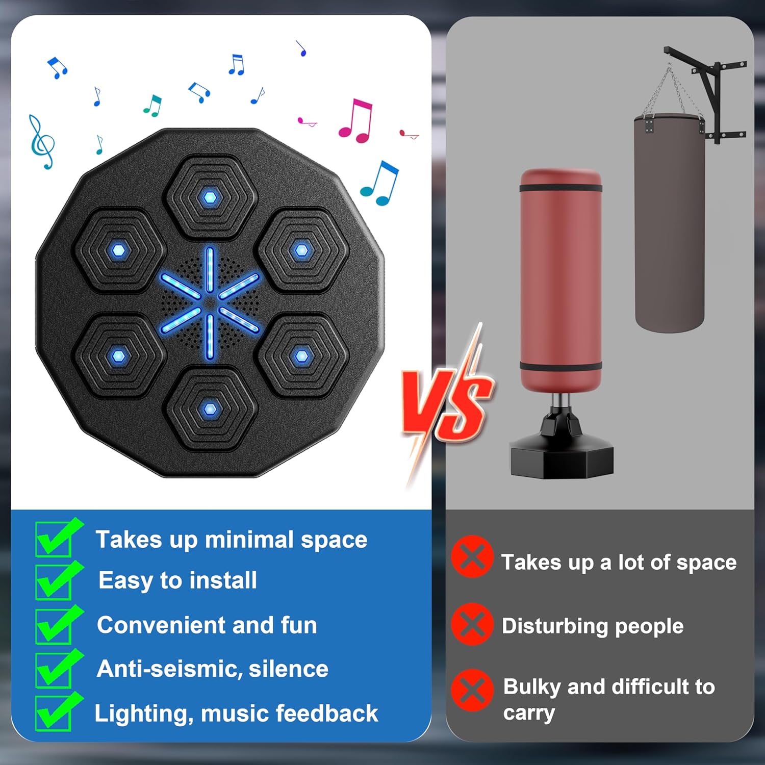 Music Boxing Machine, Ideal Gifts for Adults, Teens, Kids, Wall Mounted Electronic Bluetooth Punching Target with Boxing Gloves, Fun Boxing Games for Home