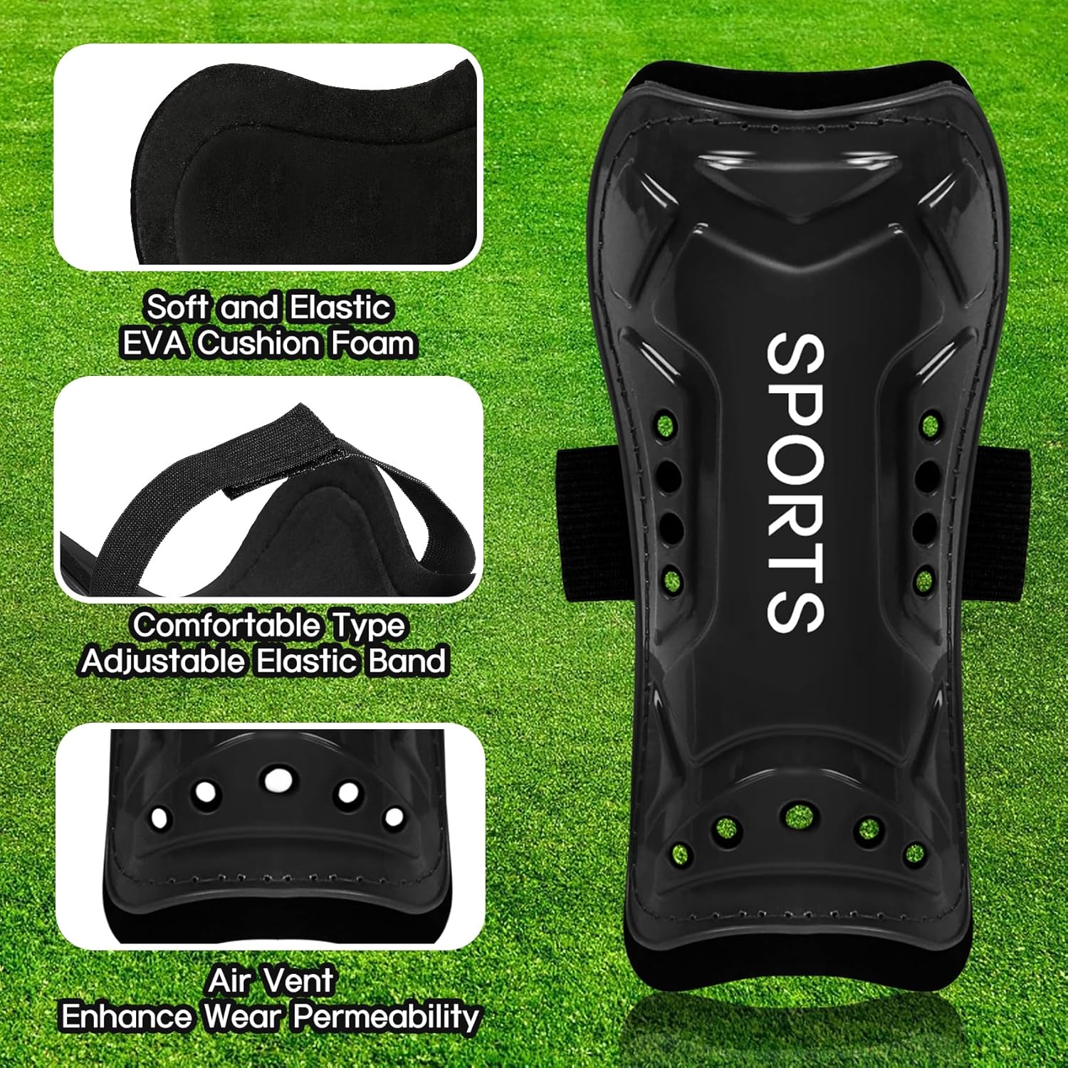 Soccer Shin Guards, Youth Soccer Shin Pads, Breathable and Lightweight Child Calf Protective Gear Soccer Equipment for 3-15 Years Old Boys Girls Toddler Kids Teenagers