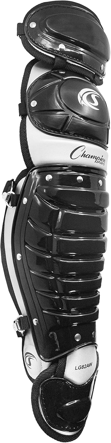Champion Sports 14.5"L Double Knee Full Wing Shin Guards with Wrap-around Padding and Removable Second Toe - Ages: 12-16
