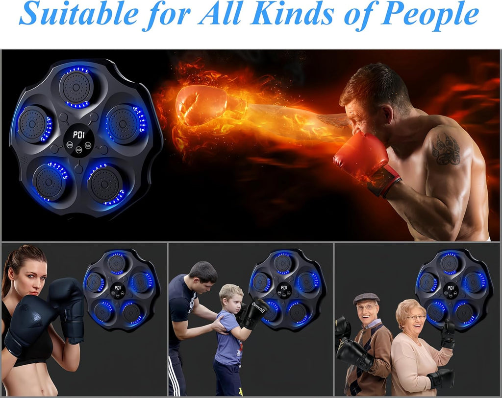 Music Boxing Machine, Smart Bluetooth Music Punching Machine with Gloves, Large Size Wall Mounted Electronic Boxing Target for Adults Kids, 9 Modes & 9 Speeds