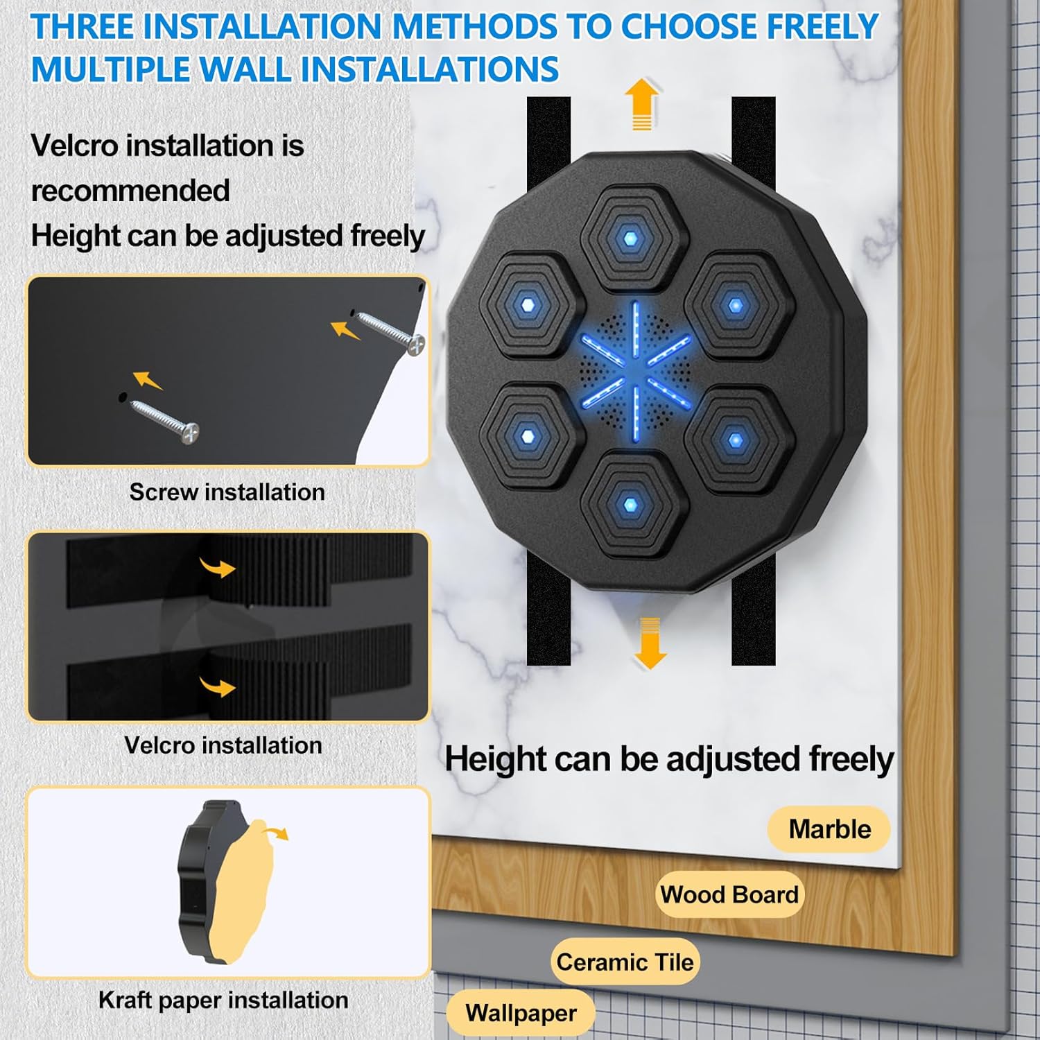 Music Boxing Machine, Ideal Gifts for Adults, Teens, Kids, Wall Mounted Electronic Bluetooth Punching Target with Boxing Gloves, Fun Boxing Games for Home