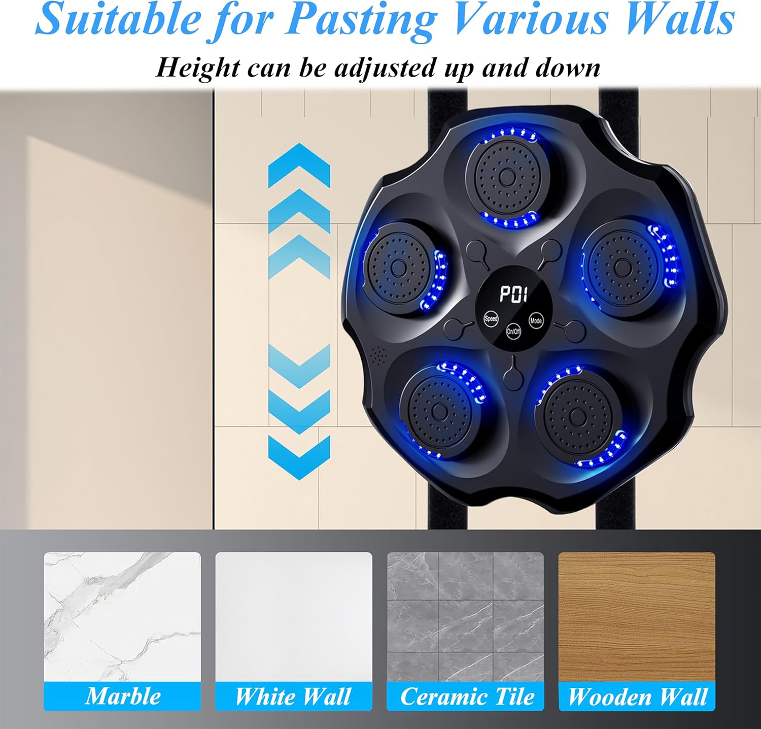 Music Boxing Machine, Smart Bluetooth Music Punching Machine with Gloves, Large Size Wall Mounted Electronic Boxing Target for Adults Kids, 9 Modes & 9 Speeds