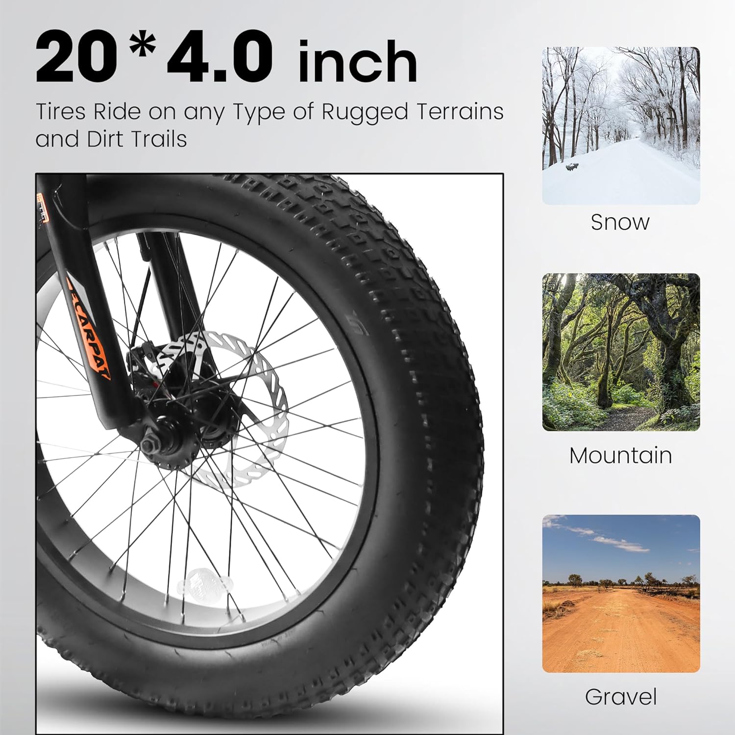 20x4 Inch Fat Tire Mountain Bike,Dual Disc Brakes Suspension Fork, 7-Speed Boys Girls Mountain Bikes, All Terrain Kids Mountain Bikes for Boys and Girls 8-15 Years Old